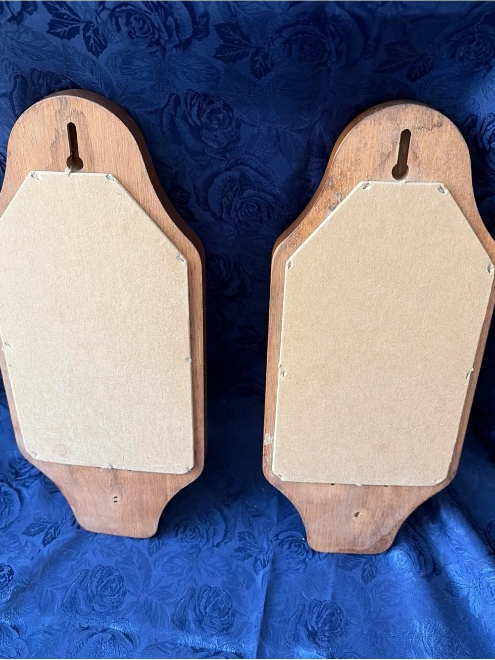 Pair Of VTG Wooden Mirrored Wall Sconce Candle Holders